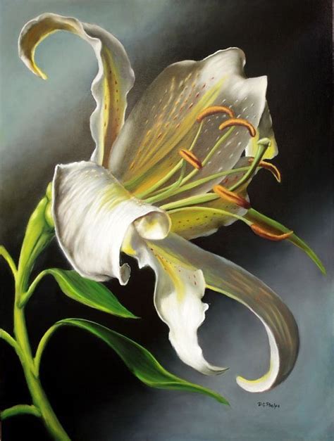 lily painting oil painting flowers art painting oil art oil white