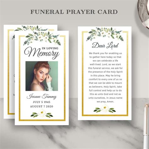printable funeral prayer cards  calendar printable