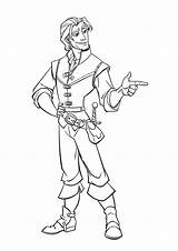Coloring Pages Tangled Flynn Rider Rapunzel Eugene Princess Printcolorcraft sketch template