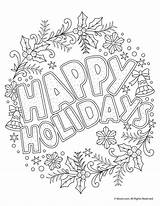 Coloring Christmas Adult Pages Printable Holidays Holiday Happy Colouring Print Kids Beautiful Book Winter Activities Woojr Adults Sheets Color Easy sketch template