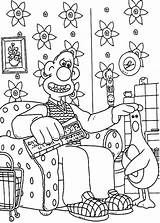 Wallace Gromit Pages Coloring Touch Chicken Head sketch template