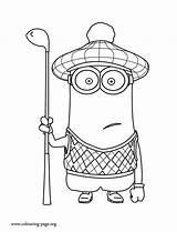 Coloring Minion Despicable Pages Golfer Golf Minions Printable Colouring Golfing sketch template