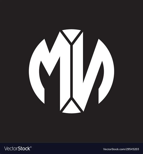 mn logo monogram  piece circle ribbon style vector image
