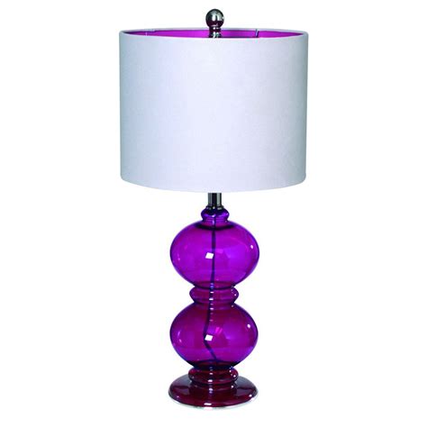 Shop Gen Lite 27 In Purple Art Glass Indoor Table Lamp With Fabric