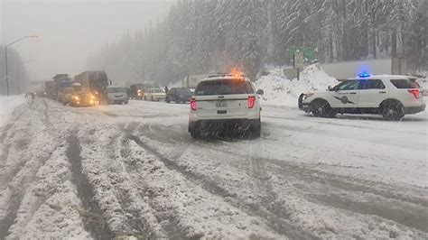 i 90 highway 2 closed over cascades by heavy snow downed trees katu