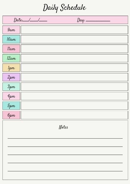 work schedule planner maker design personal schedule