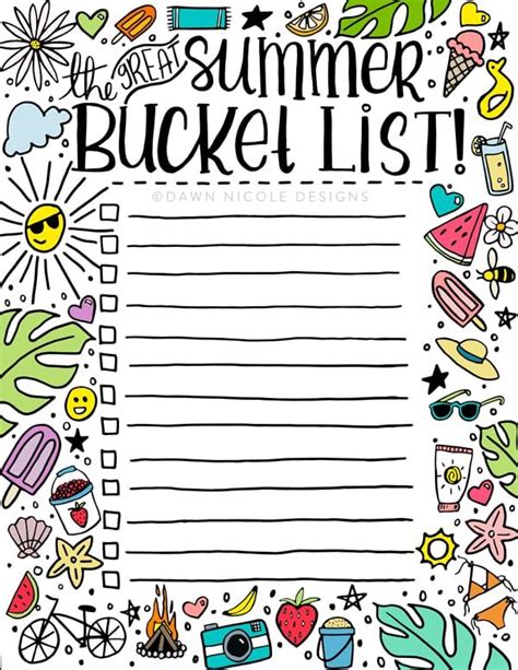 printable summer bucket list summer bucket list printable summer