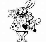 Wonderland Rabbit Alice Coloring Coloringcrew sketch template