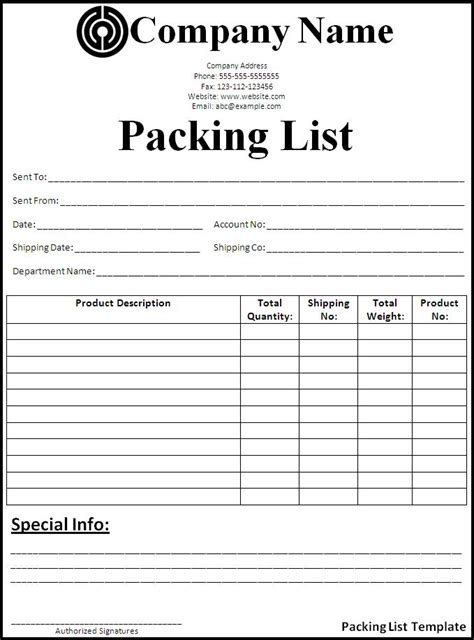 packing list templates  formats excel word