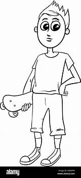 Skateboard Kleurplaat Alamy Jongen sketch template