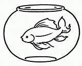 Coloring Fish Printable Bowl Goldfish Pages Popular sketch template