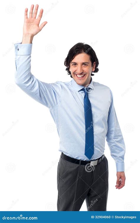 businessman waving    colleague stock photo image  business elegant