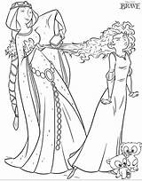Merida Coloring Brave Elinor Brushing Disney Hair Pages Ten Kids Top sketch template