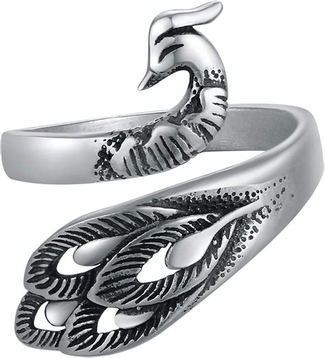 knbob women elegant phoenix ring  sterling silver adjustable amazoncouk jewellery