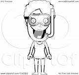 Snorkel Granny Senior Gear Woman Clipart Cartoon Cory Thoman Outlined Coloring Vector 2021 sketch template