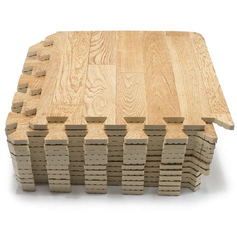 sorbus wood grain floor mats foam interlocking mats  tile  square foot   thick