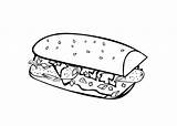Sandwich Coloring Pages Food Cartoon Sub Colouring Clipart Clip Color Sandwiches Printable sketch template