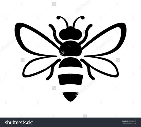 graphic illustration  silhouette honey bee isolated  background