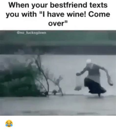 when your bestfriend texts you with i have wine come over ano fucksgiiven 😂 come over meme on