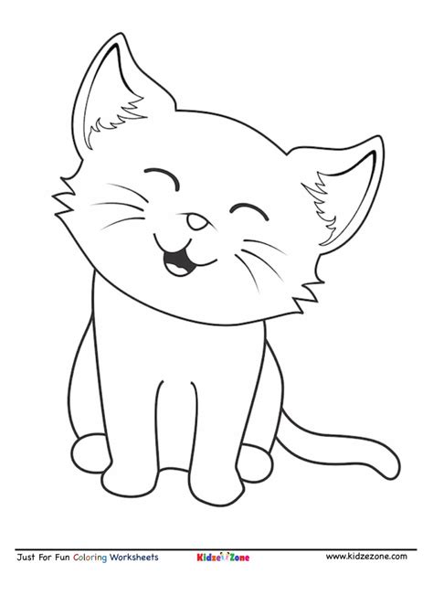 cute cat cartoon coloring page kidzezone