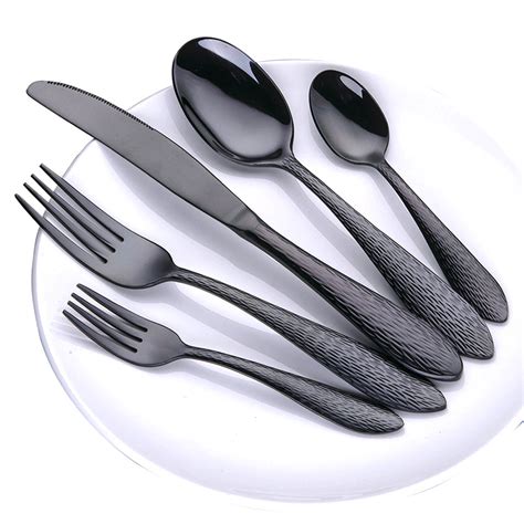 matteblack stainless steel matte black silverware set cutlery