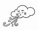 Wind Cloud Coloring Cartoon Book Blowing Template sketch template