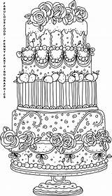 Coloring Pages Adult Food Adults Cake Sheets Kolorowanki Colouring Printable Color Wedding Pastry Stamps Books Cupcake Digital Book Cakes Colour sketch template