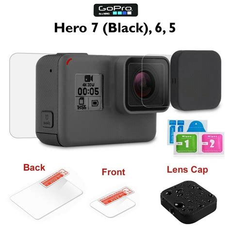 gopro hero  black   tempered glass lens screen protector soft lens cap microsu