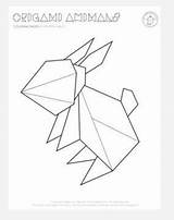 Origami Rabbit Coloring Drawing sketch template