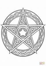 Wiccan Pentagram Wicca Witch Mandala Pagan Celtic Symbole Witchcraft Pentacle Supercoloring Esoterisme Coloriage Drukuj sketch template