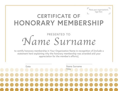 editable honorary life membership certificate template  sample