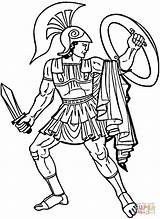 Coloring Greek Warrior Pages Printable Silhouettes sketch template