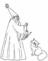 Coloring Wizard Magician Cat Pages Kids Library Clipart Q1 Popular Line Coloringpages sketch template