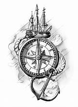 Tattoo Drawing Compass Sketch Designs Anchor Tattoos Drawings Sketches Clock Ship Rose Anker Map Paintingvalley Deviantart Visit Tatto Roses sketch template