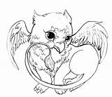 Coloring Pages Dragon Cute Baby Creatures Griffin Potter Harry Mythical Fantasy Hippogriff Dragons Printable Drawing Animal Color Detailed Mythological Print sketch template