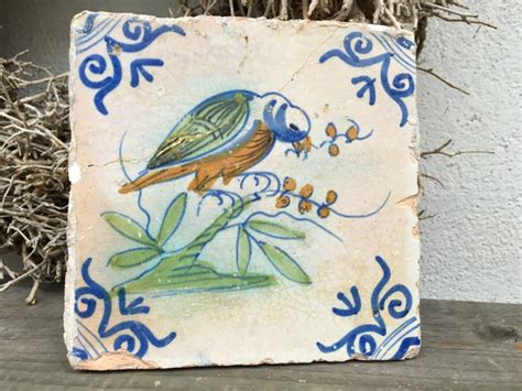 antieke tegels polychroom vogel motief catawiki