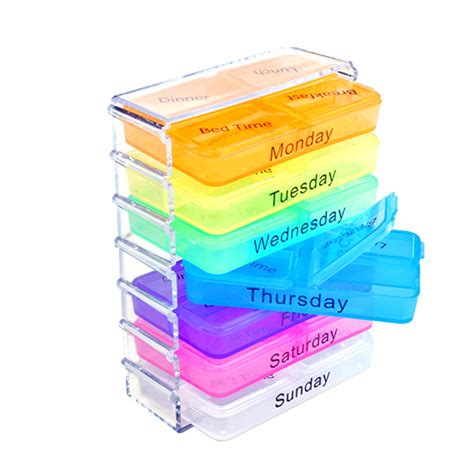pm weekly pill organizer box pill dispensers reminders