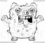 Pig Angry Ugly Cartoon Outlined Coloring Clipart Vector Thoman Cory Royalty sketch template