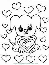 Coloring Dog Printable Cute Valentine Valentines Pages Sheets Heart Animal Book Seasons Seasonal Holidays Choose Board sketch template