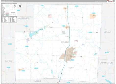shelby county  wall map premium style  marketmaps mapsales