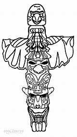 Totem Pole Coloring Pages Drawing Wolf Poles Printable American Native Easy Northwest Cool2bkids Pacific Kids Color Owl Faces Drawings Template sketch template