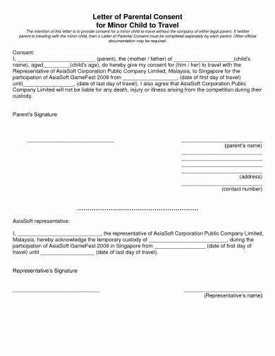 authorization letter   child  travel  examples format