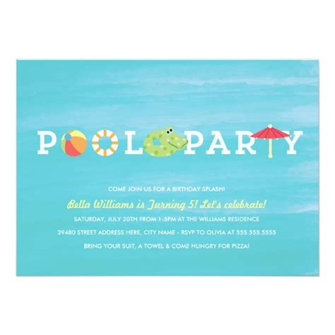 fun birthday pool party invitation zazzlecom pool party