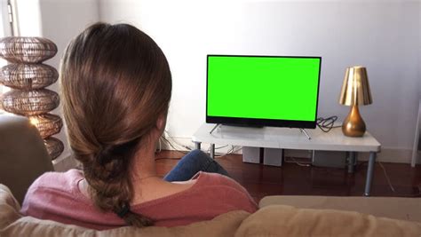 Man Watches Tv Television Green Screen Living Room
