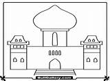 Mosque Islamic Coloring Pages Prayer Printable Palace Kids sketch template