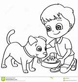 Cane Feeding Cani Vettore Alimentazione Pensa Soin sketch template