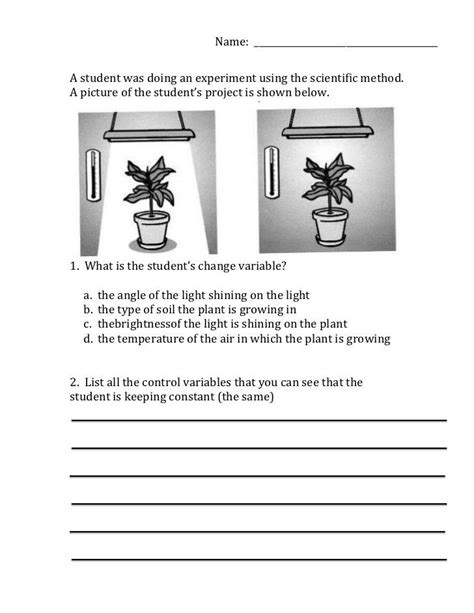 identifying variables worksheets  answers