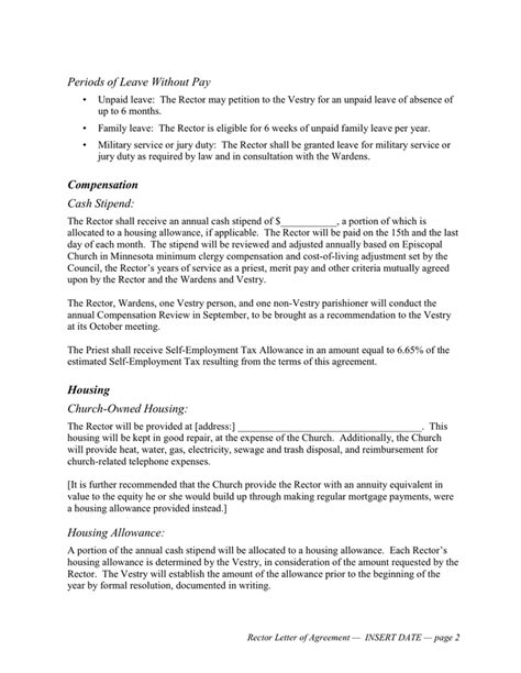 sample letter  agreement  word   formats page
