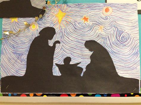 Van Gogh Starry Night Grade 3 Nativity Art Using Crayon Resist Starry