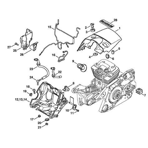 stihl ms  chainsaw ms vwz parts diagram shroud